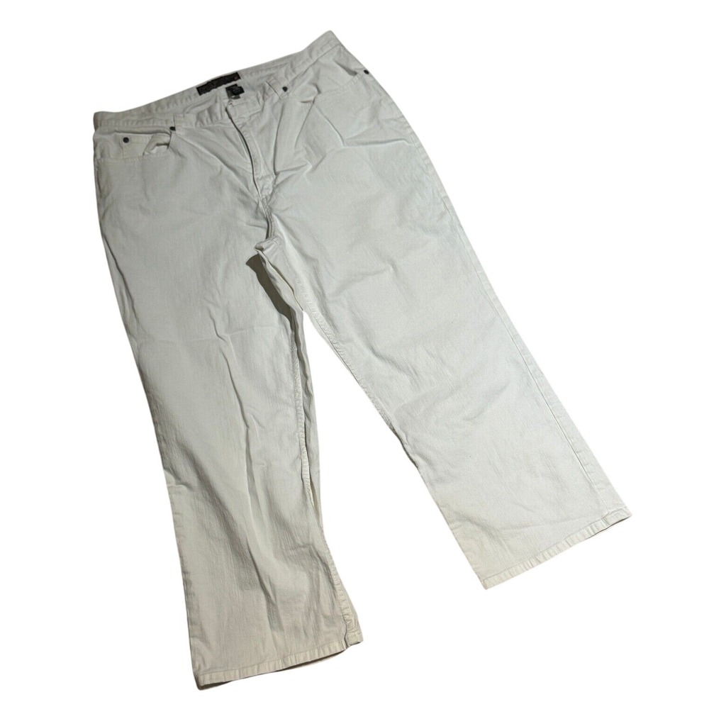 Chico's White Stretch Jeans Women's Size 3.5 US 14 Straight Leg Cotton Blend GUC